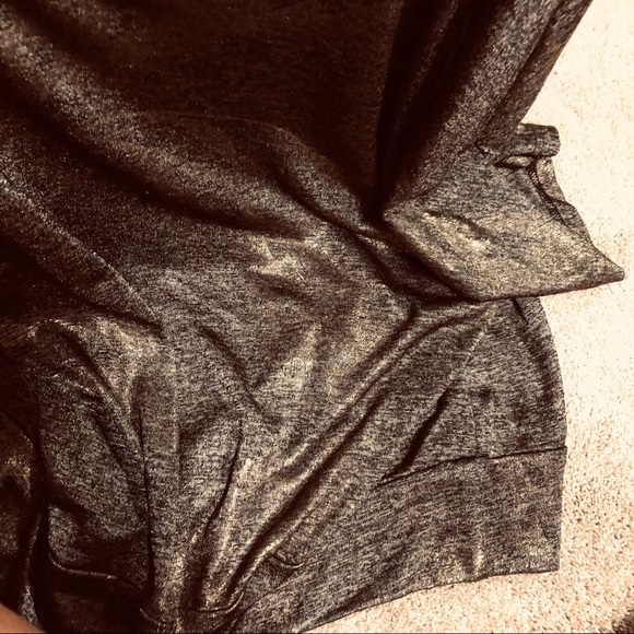 Plus size 4X MXM Metallic Print Knit Blouson Top Batwing Sleeves Black/Gold - Picture 8 of 8